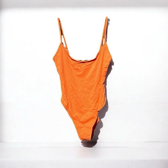 🌻NEW w.tag Free People x Toast Nectarine Solid High Cut One-Piece Swimsuit XL - Picture 2 of 12